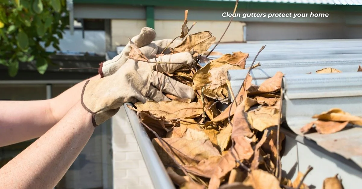 gutters being cleaned by hand
