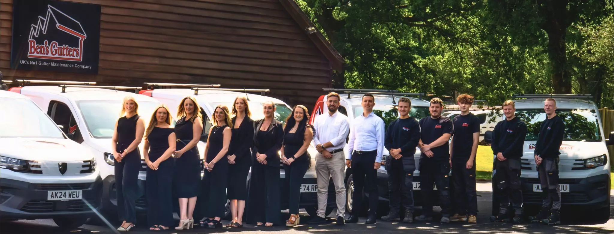 Ben's Gutters staff members and vehicles in New Cross