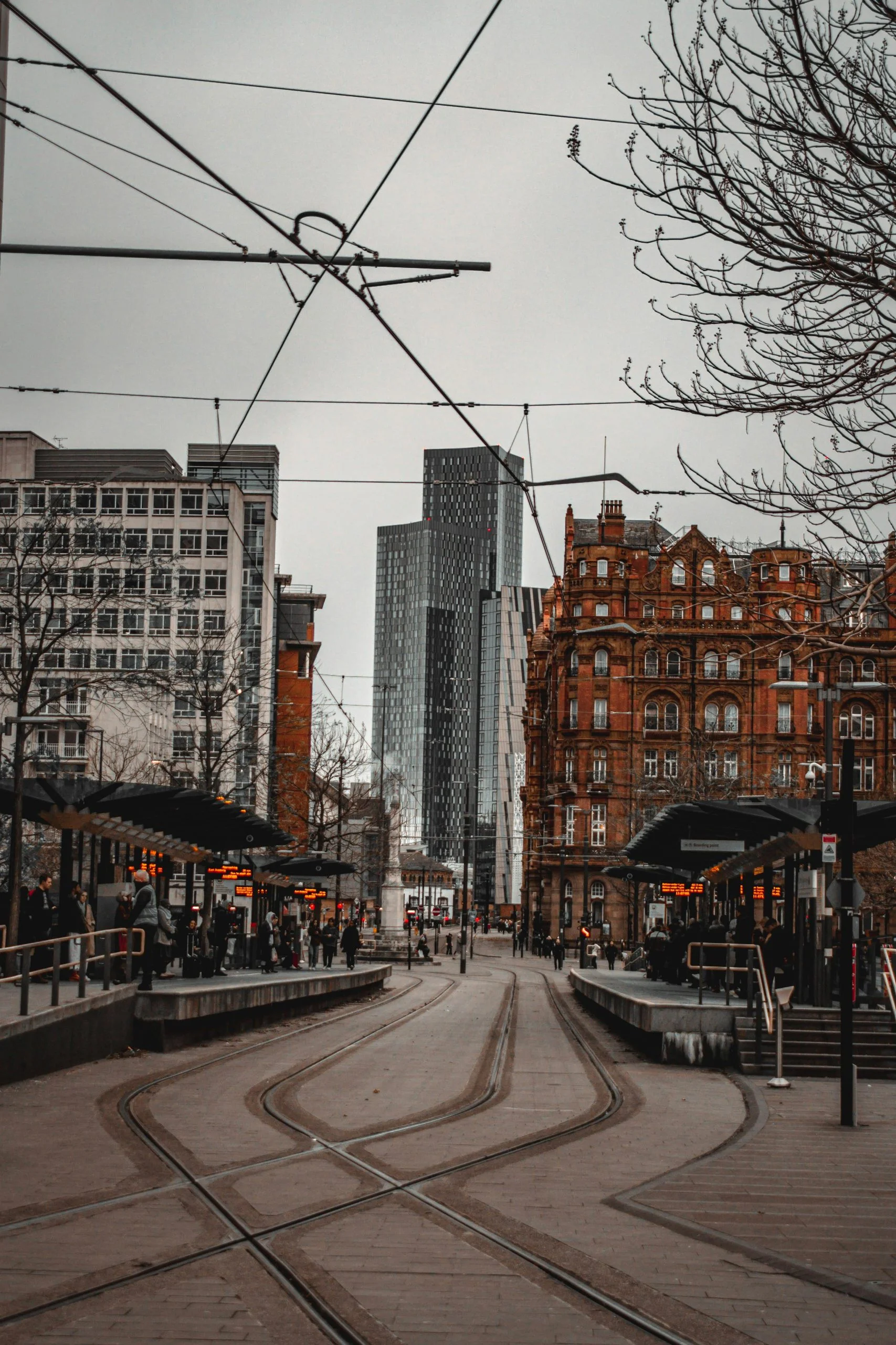 Manchester tram lines and buildings