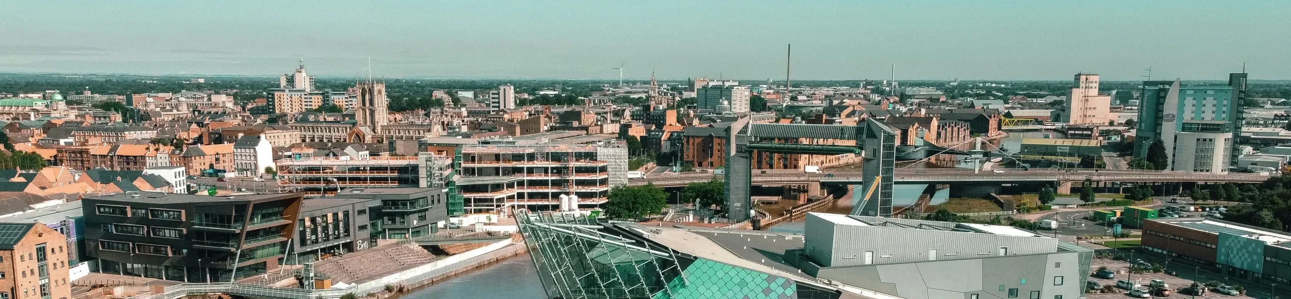 An aerial landscape of Hull, this is to provide locational context and for decorative purposes.