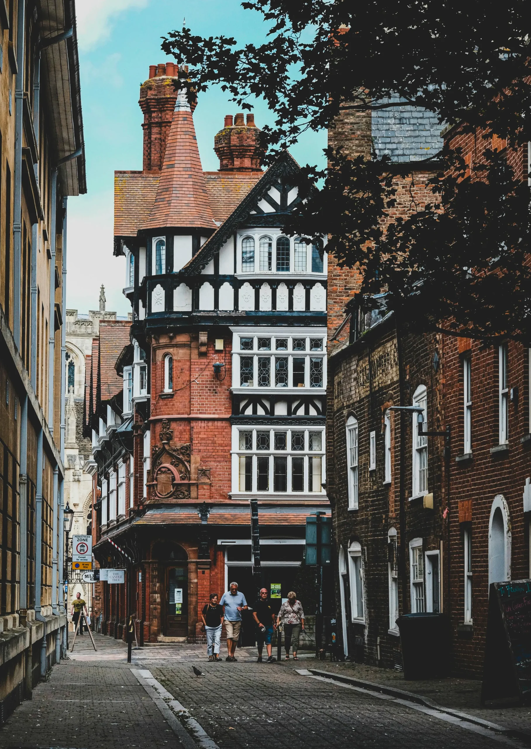 A portrait showing typical English buildings that gutter cleaners commonly clean on a day-to-day basis.