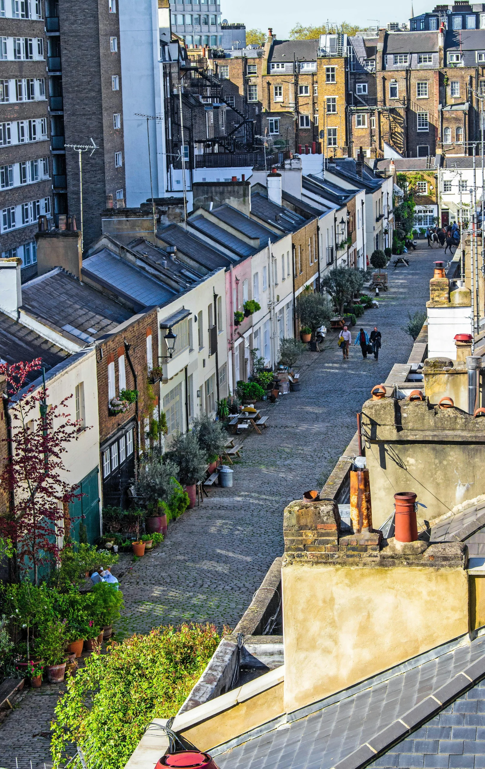 A typical English street, a common zone for gutter cleaners.