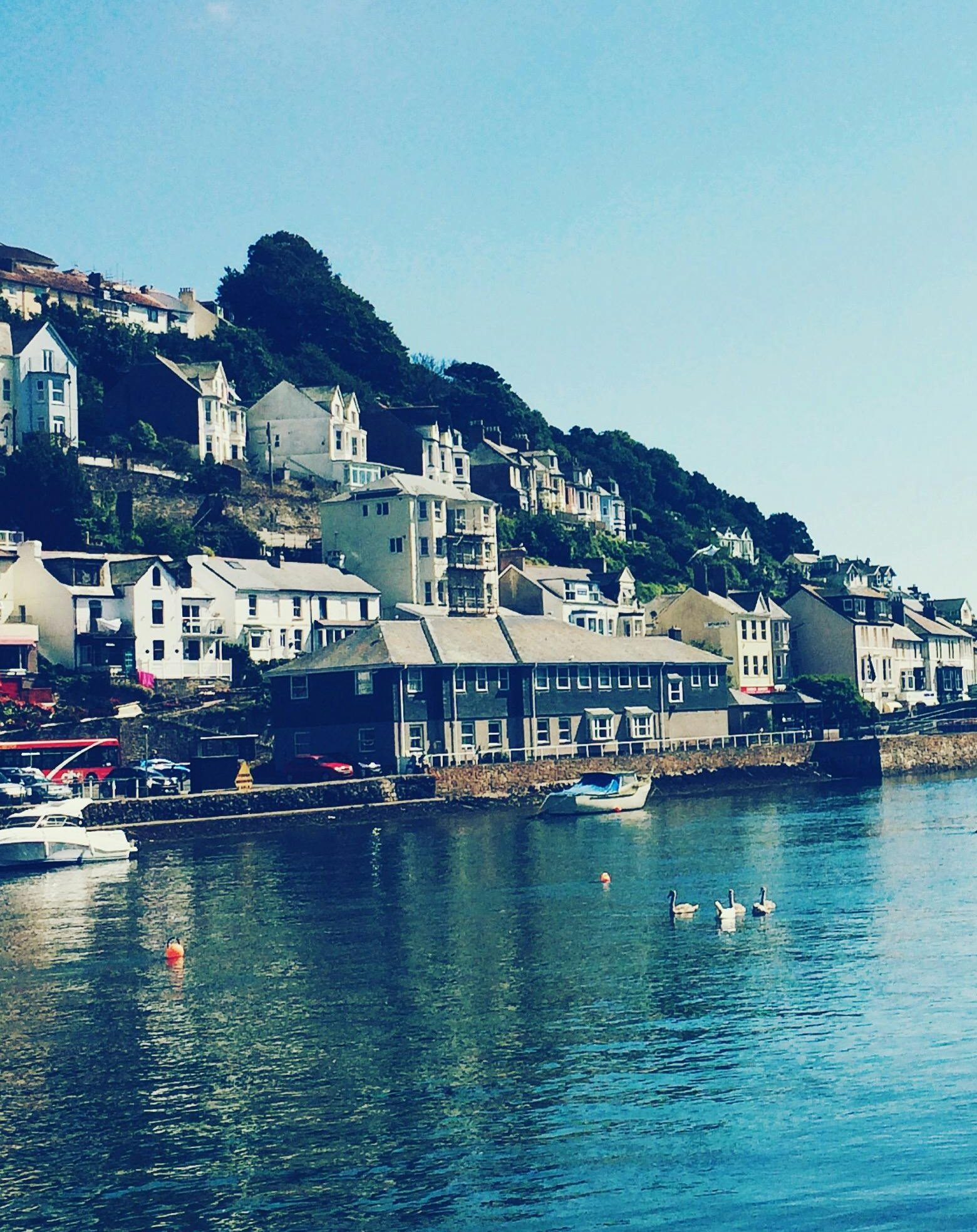A coastal area of Cornwall displaying rows of houses that gutter cleaners regularly clean.
