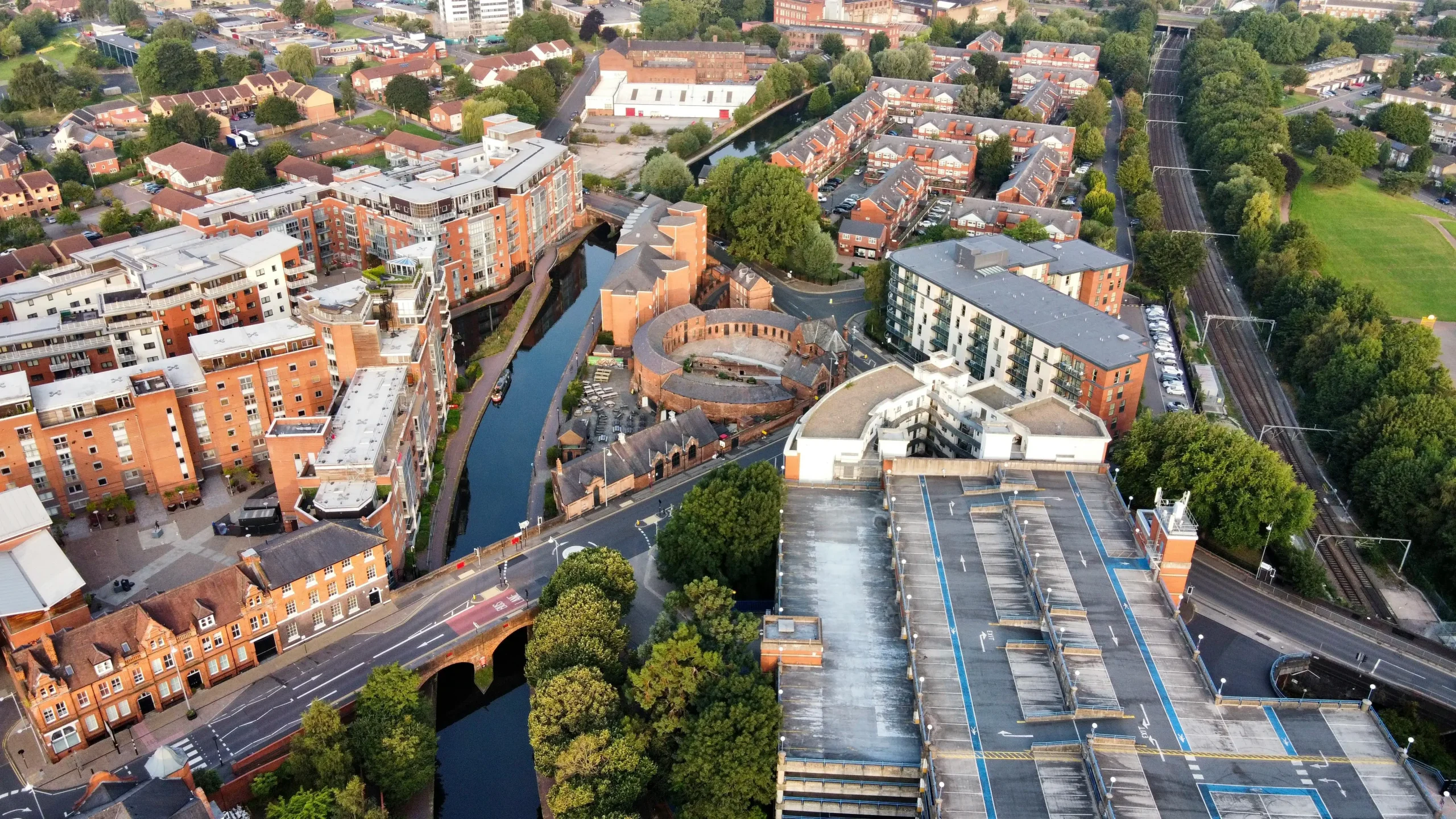 A landscape of buildings in Birmingham, a decorative purpose whilst giving context of location.