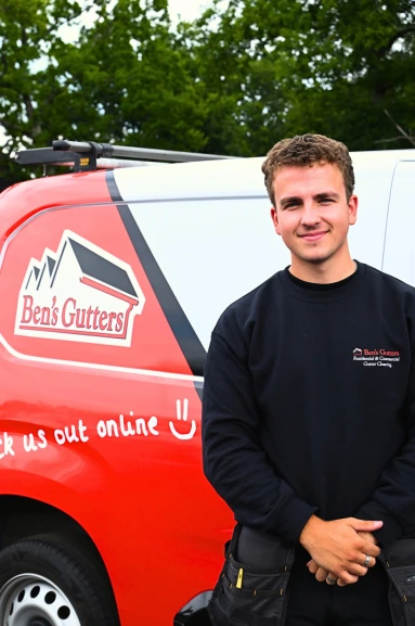 our gutter cleaner in Bristol standing by company vehicle