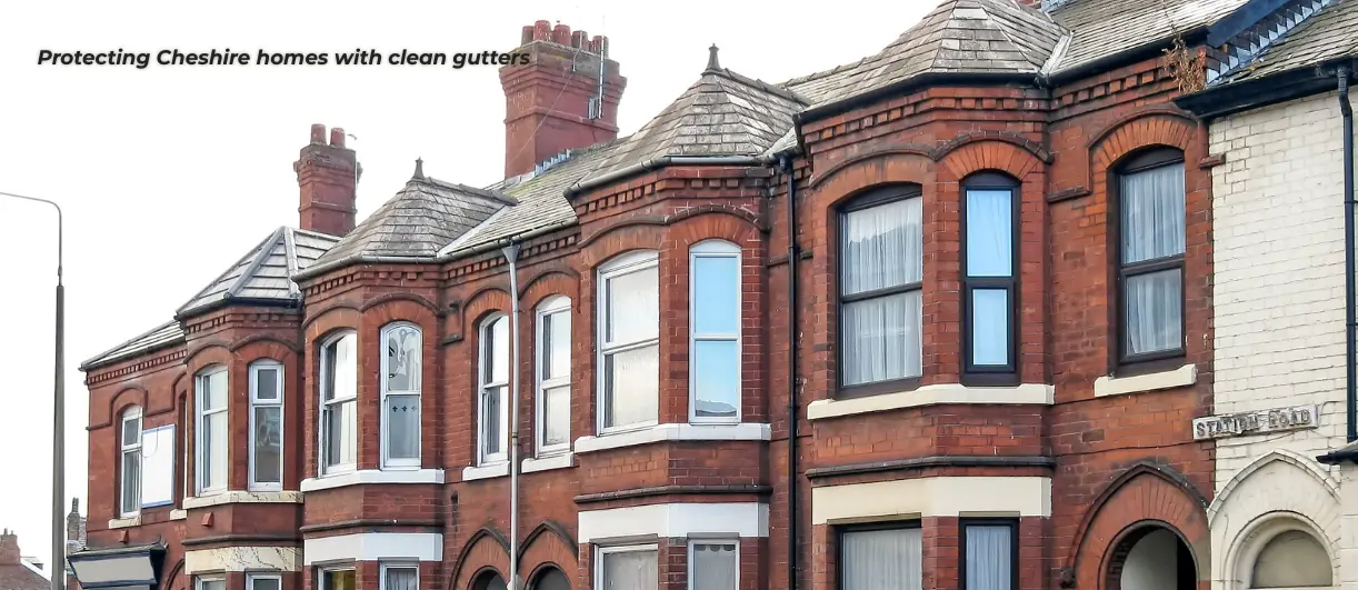 This landscape photo is a street in Cheshire giving locational context whilst showing our target audience residents that need their gutters cleaned.